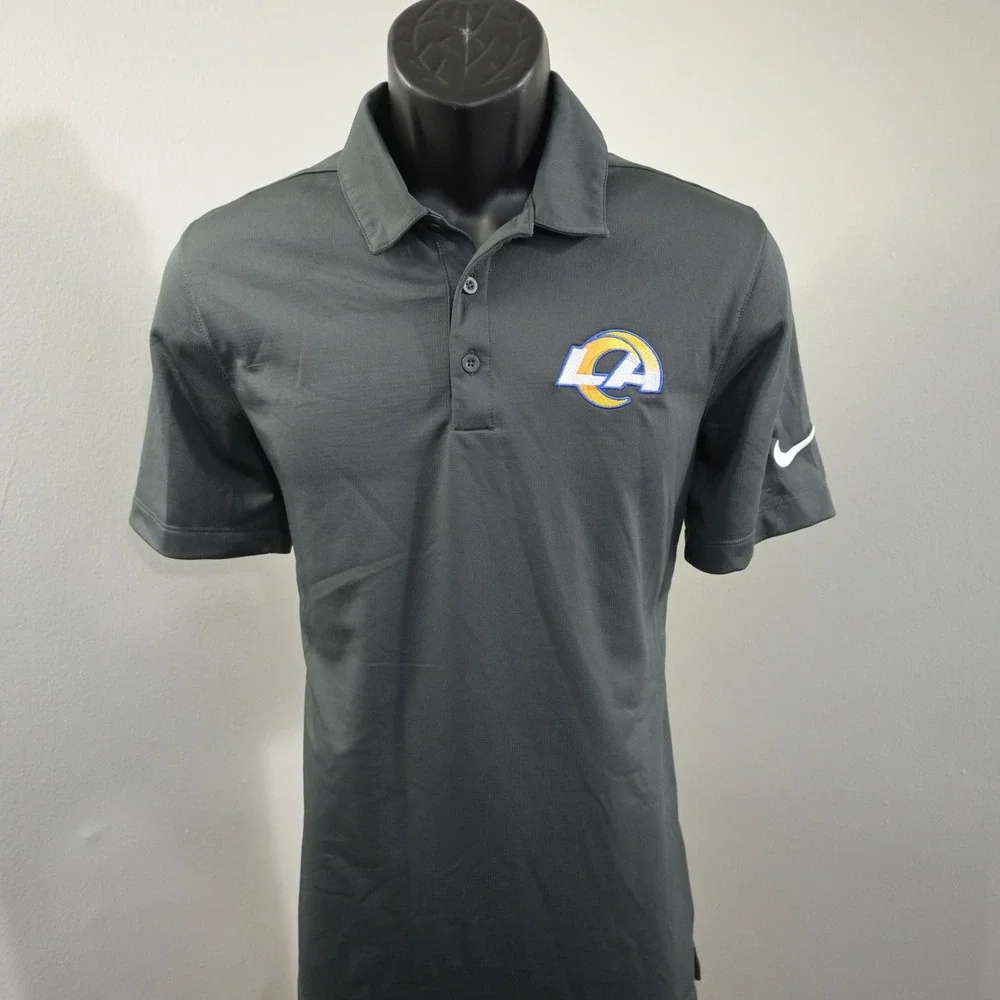 Nike Los Angeles Rams Golf Polo Mens Small Gray Dri-Fit Short Sleeve NFL